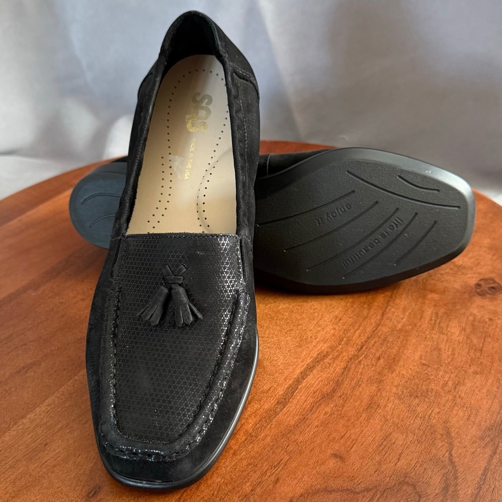 SAS Hope Tassel Loafer‎ Flats Womens Size 8.5 Black Leather Shoes Classic Preppy
